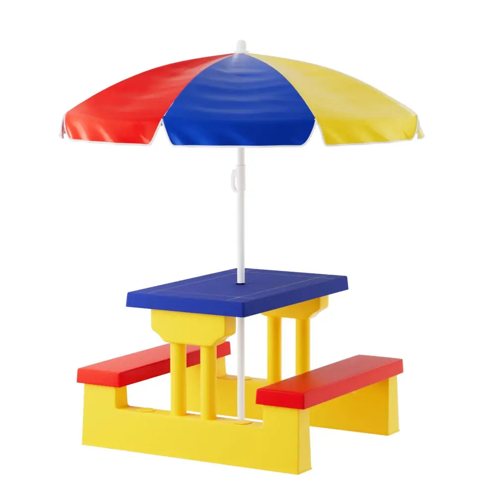 Keezi Kids Outdoor Table and Chairs Set Picnic Bench Umbrella Children Indoor - Baby & Kids > Kid’s Furniture > Kid’s
