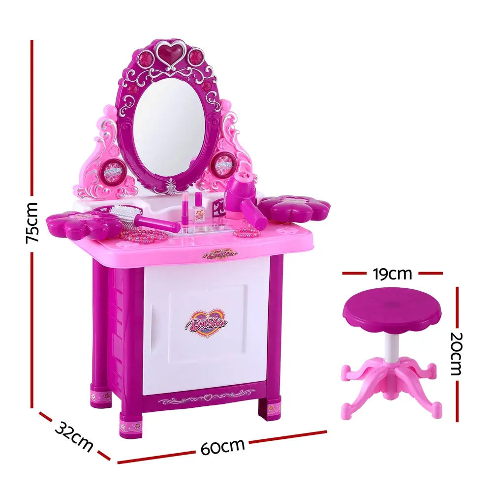 Keezi Kids Pretend Makeup Play Set Dressing Table Chair Girls Toys Children - Baby & Kids > Baby & Kid’s Toys >