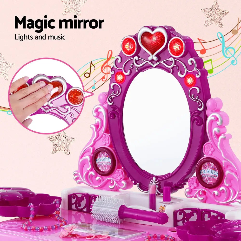 Keezi Kids Pretend Makeup Play Set Dressing Table Chair Girls Toys Children - Baby & Kids > Baby & Kid’s Toys >