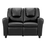 Keezi Kids Recliner Chair Double PU Leather Sofa Lounge Couch Armchair Black - Baby & Kids > Kid’s Furniture