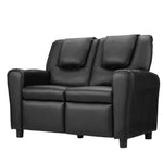 Keezi Kids Recliner Chair Double PU Leather Sofa Lounge Couch Armchair Black - Baby & Kids > Kid’s Furniture