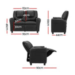 Keezi Kids Recliner Chair Double PU Leather Sofa Lounge Couch Armchair Black - Baby & Kids > Kid’s Furniture