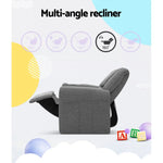Keezi Kids Recliner Chair Linen Soft Sofa Lounge Couch Children Armchair Grey - Baby & Kids > Kid’s Furniture