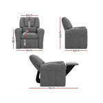 Keezi Kids Recliner Chair Linen Soft Sofa Lounge Couch Children Armchair Grey - Baby & Kids > Kid’s Furniture