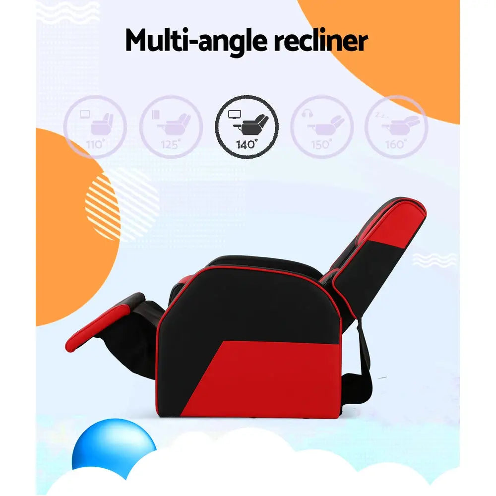 Keezi Kids Recliner Chair PU Leather Gaming Sofa Lounge Couch Children Armchair - Baby & Kids > Kid’s Furniture