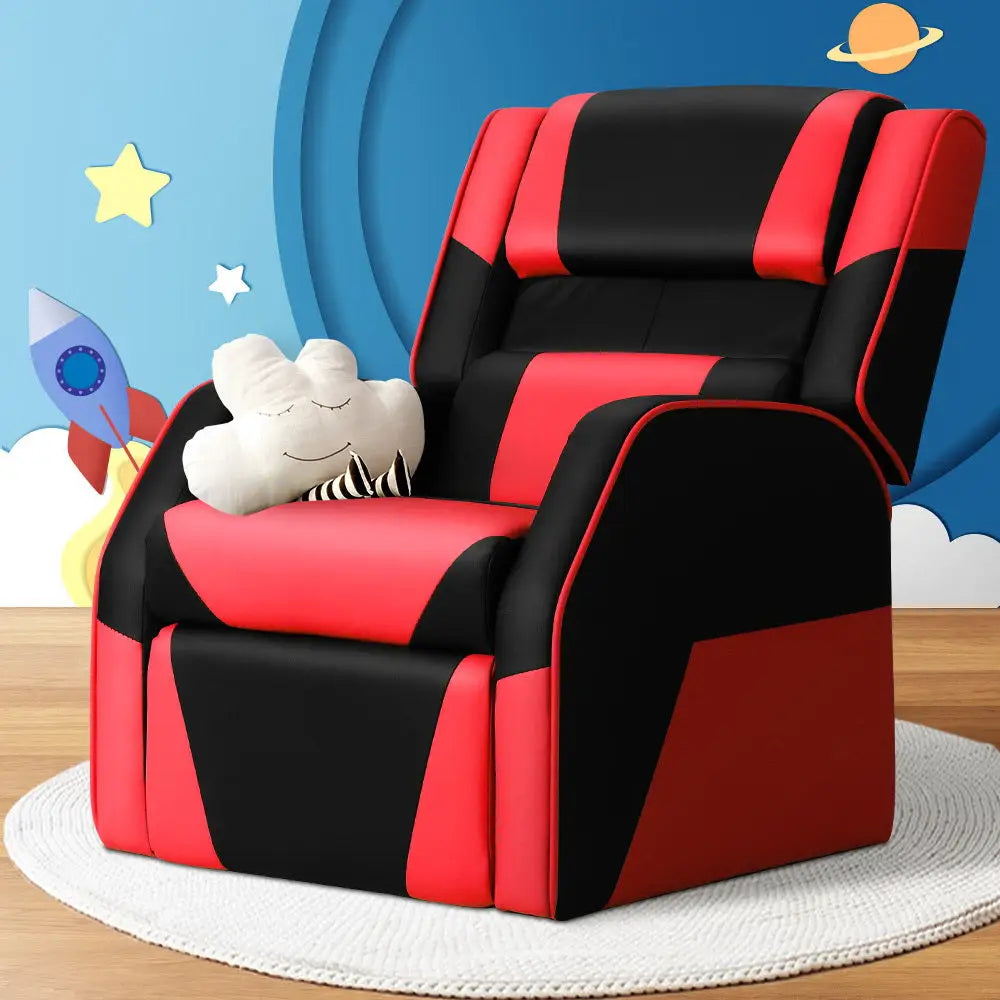 Keezi Kids Recliner Chair PU Leather Gaming Sofa Lounge Couch Children Armchair - Baby & Kids > Kid’s Furniture