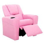 Keezi Kids Recliner Chair PU Leather Sofa Lounge Couch Children Armchair Pink - Baby & Kids > Kid’s Furniture