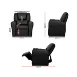 Keezi Kids Recliner Chair PU Leather Sofa Lounge Couch Children Armchair Black - Baby & Kids > Kid’s Furniture
