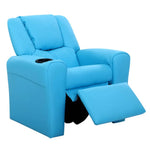 Keezi Kids Recliner Chair PU Leather Sofa Lounge Couch Children Armchair Blue - Baby & Kids > Kid’s Furniture