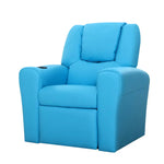 Keezi Kids Recliner Chair PU Leather Sofa Lounge Couch Children Armchair Blue - Baby & Kids > Kid’s Furniture