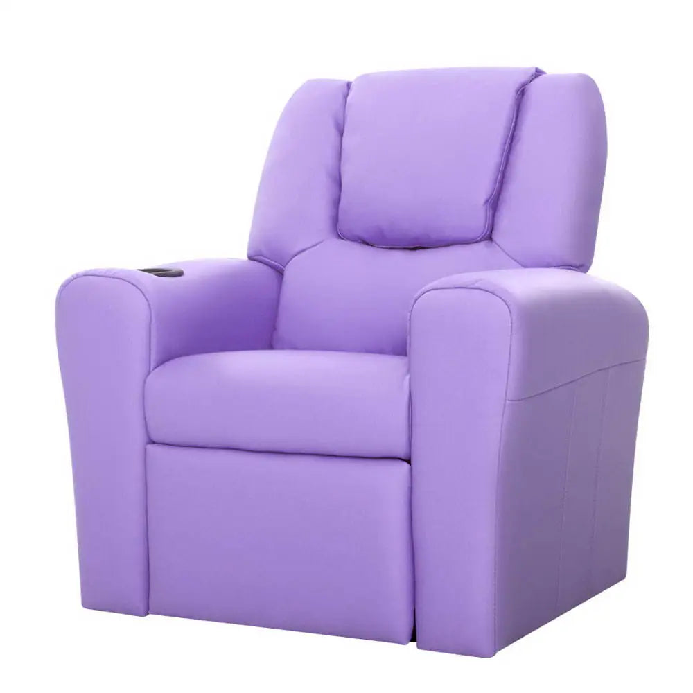 Keezi Kids Recliner Chair Purple PU Leather Sofa Lounge Couch Children Armchair - Baby & Kids > Kid’s Furniture