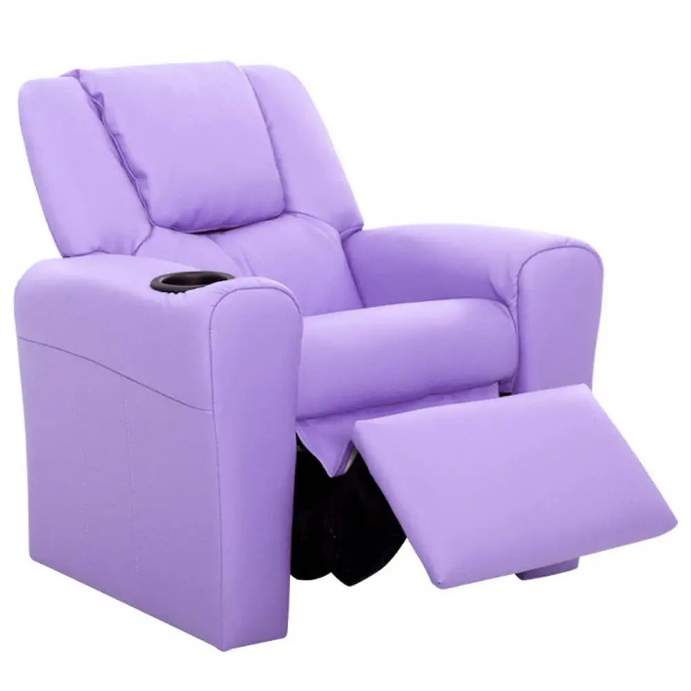 Keezi Kids Recliner Chair Purple PU Leather Sofa Lounge Couch Children Armchair - Baby & Kids > Kid’s Furniture