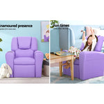 Keezi Kids Recliner Chair Purple PU Leather Sofa Lounge Couch Children Armchair - Baby & Kids > Kid’s Furniture