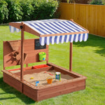 Keezi Kids Sandpit Wooden Canopy Sandbox With Cover Funnel Outdoor Toys 110cm - Baby & Kids > Baby & Kid’s Toys >