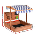 Keezi Kids Sandpit Wooden Canopy Sandbox With Cover Funnel Outdoor Toys 110cm - Baby & Kids > Baby & Kid’s Toys >