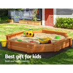 Keezi Kids Sandpit Wooden Round Sand Pit with Cover Bench Seat Beach Toys 182cm - Baby & Kids > Baby & Kid’s Toys >