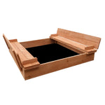 Keezi Kids Sandpit Wooden Sandbox Sand Pit Foldable Seat Outdoor Beach Toys 90cm - Baby & Kids > Baby & Kid’s Toys >