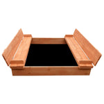 Keezi Kids Sandpit Wooden Sandbox Sand Pit Foldable Seat Outdoor Beach Toys 90cm - Baby & Kids > Baby & Kid’s Toys >