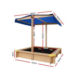 Keezi Kids Sandpit Wooden Sandbox Sand Pit with Canopy Bench Seat Toys 101cm - Baby & Kids > Baby & Kid’s Toys >