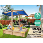 Keezi Kids Sandpit Wooden Sandbox Sand Pit with Canopy Bench Seat Toys 101cm - Baby & Kids > Baby & Kid’s Toys >