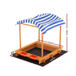 Keezi Kids Sandpit Wooden Sandbox Sand Pit with Canopy Water Basin Toys 146cm - Baby & Kids > Baby & Kid’s Toys >