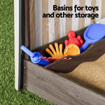 Keezi Kids Sandpit Wooden Sandbox Sand Pit with Canopy Window Water Basin 120cm - Baby & Kids > Baby & Kid’s Toys >