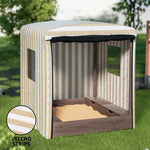 Keezi Kids Sandpit Wooden Sandbox Sand Pit with Canopy Window Water Basin 120cm - Baby & Kids > Baby & Kid’s Toys >