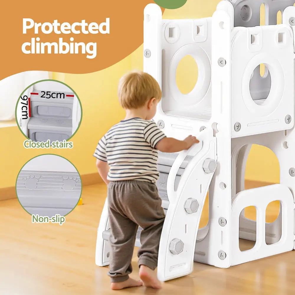 Keezi Kids Slide Swing Set Ball Hoop Rings Football Outdoor Toys - Baby & Kids > Baby & Kid’s Toys > Outdoor Play