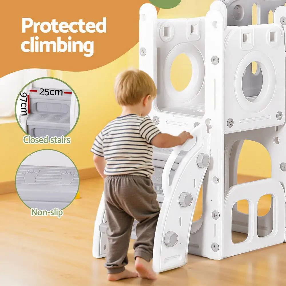 Keezi Kids Slide Swing Set Ball Hoop Rings Football Outdoor Toys - Baby & Kids > Baby & Kid’s Toys > Outdoor Play