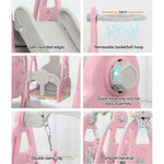 Keezi Kids Slide Swing Set Basketball Hoop Outdoor Playground Toys 170cm Pink - Baby & Kids > Baby & Kid’s Toys >