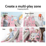 Keezi Kids Slide Swing Set Basketball Hoop Outdoor Playground Toys 170cm Pink - Baby & Kids > Baby & Kid’s Toys >