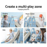 Keezi Kids Slide Swing Set Basketball Hoop Outdoor Playground Toys 170cm Blue - Baby & Kids > Baby & Kid’s Toys >