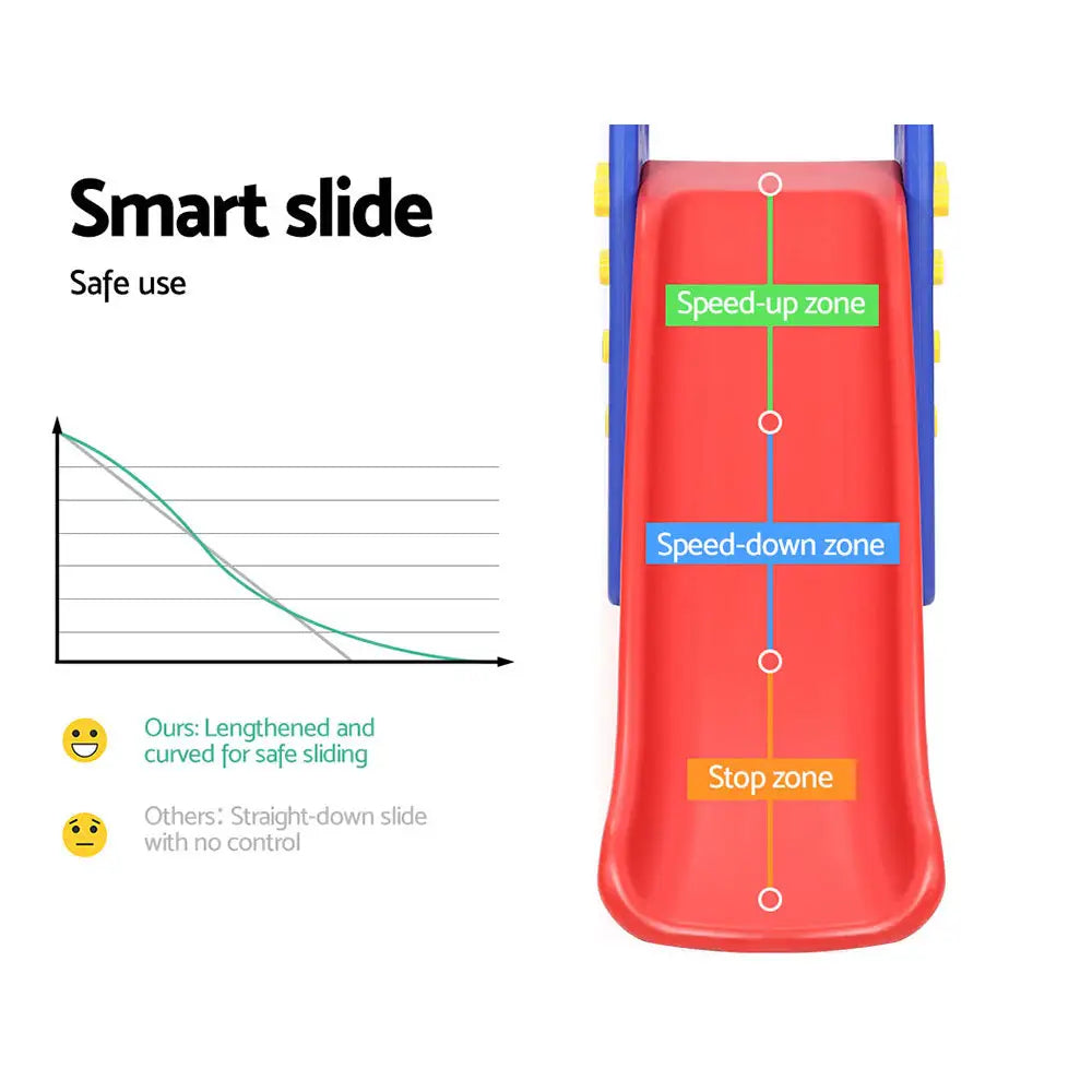 Keezi Kids Slide Swing Set Basketball Hoop Outdoor Playground Toys 120cm Blue - Baby & Kids > Baby & Kid’s Toys >