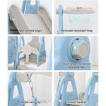 Keezi Kids Slide Swing Set Basketball Hoop Outdoor Playground Toys 170cm Blue - Baby & Kids > Baby & Kid’s Toys >
