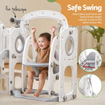 Keezi Kids Slide Swing Set Basketball Hoop Ring Football Outdoor Toys 132cm grey - Baby & Kids > Baby & Kid’s Toys >