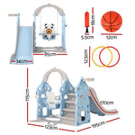 Keezi Kids Slide Swing Set Basketball Hoop Rings Outdoor Playground 170cm Blue - Baby & Kids > Baby & Kid’s Toys >