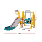 Keezi Kids Slide Swing Set Basketball Outdoor Toys Adjustable Height 140cm Green - Baby & Kids > Baby & Kid’s Toys >