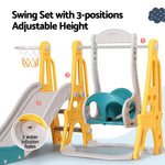 Keezi Kids Slide Swing Set Basketball Outdoor Toys Adjustable Height 140cm Green - Baby & Kids > Baby & Kid’s Toys >
