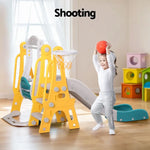 Keezi Kids Slide Swing Set Basketball Outdoor Toys Adjustable Height 140cm Green - Baby & Kids > Baby & Kid’s Toys >