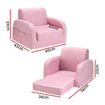 Keezi Kids Sofa 2 Seater Children Flip Open Couch Lounger Armchair Soft Pink - Baby & Kids > Kid’s Furniture