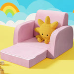 Keezi Kids Sofa 2 Seater Children Flip Open Couch Lounger Armchair Soft Pink - Baby & Kids > Kid’s Furniture