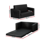 Keezi Kids Sofa 2 Seater Children Flip Open Couch PU Leather Armchair Black - Baby & Kids > Kid’s Furniture