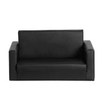 Keezi Kids Sofa 2 Seater Children Flip Open Couch PU Leather Armchair Black - Baby & Kids > Kid’s Furniture