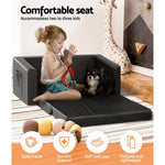 Keezi Kids Sofa 2 Seater Children Flip Open Couch PU Leather Armchair Black - Baby & Kids > Kid’s Furniture