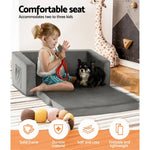 Keezi Kids Sofa 2 Seater Children Flip Open Couch Velvet Armchair Grey - Baby & Kids > Kid’s Furniture