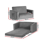 Keezi Kids Sofa 2 Seater Children Flip Open Couch Velvet Armchair Grey - Baby & Kids > Kid’s Furniture