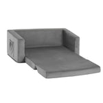 Keezi Kids Sofa 2 Seater Children Flip Open Couch Velvet Armchair Grey - Baby & Kids > Kid’s Furniture