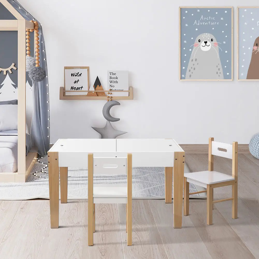Keezi Kids Table Chair Set Children Storage Study Desk Toy Play Game Chalkboard - Baby & Kids > Kid’s Furniture
