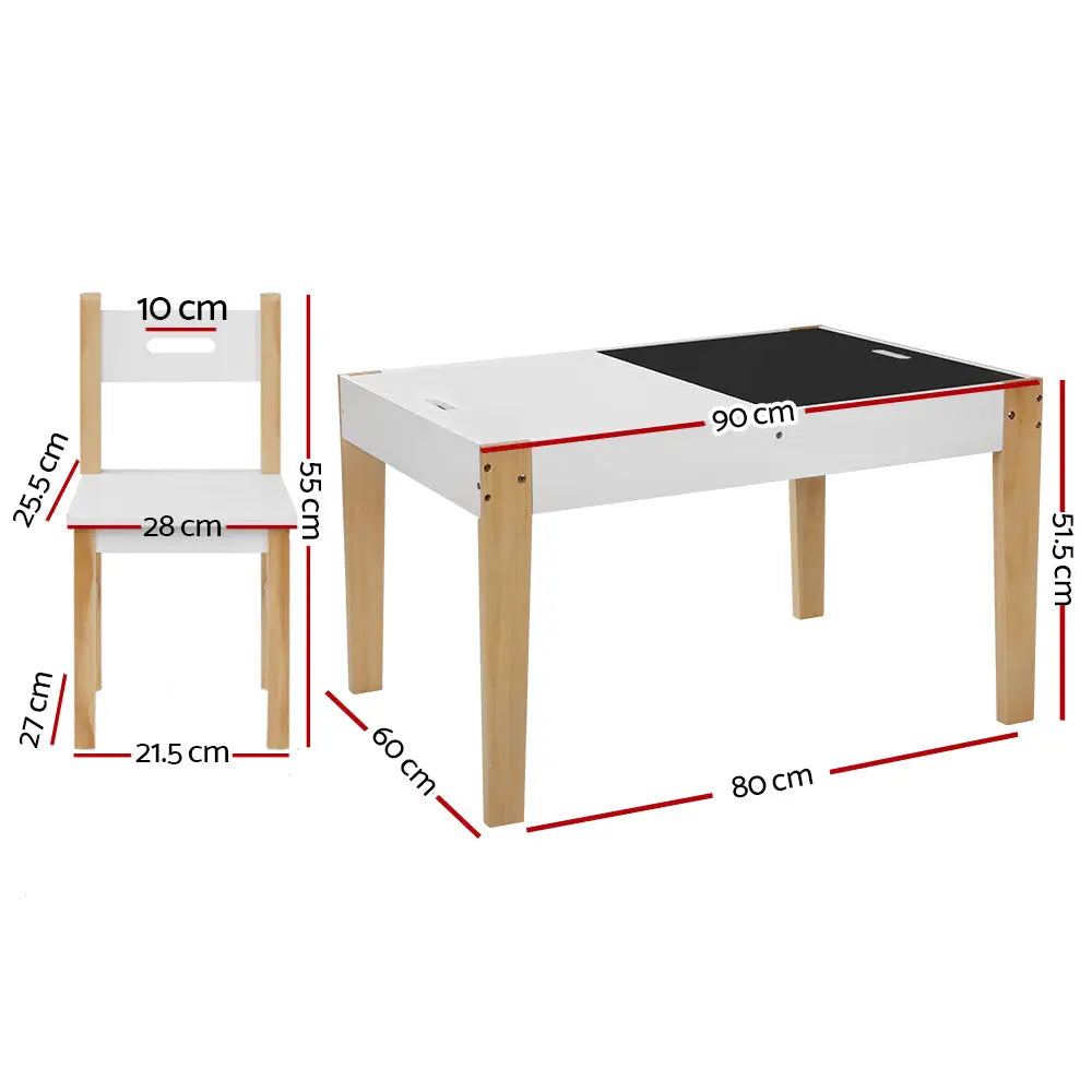 Keezi Kids Table Chair Set Children Storage Study Desk Toy Play Game Chalkboard - Baby & Kids > Kid’s Furniture