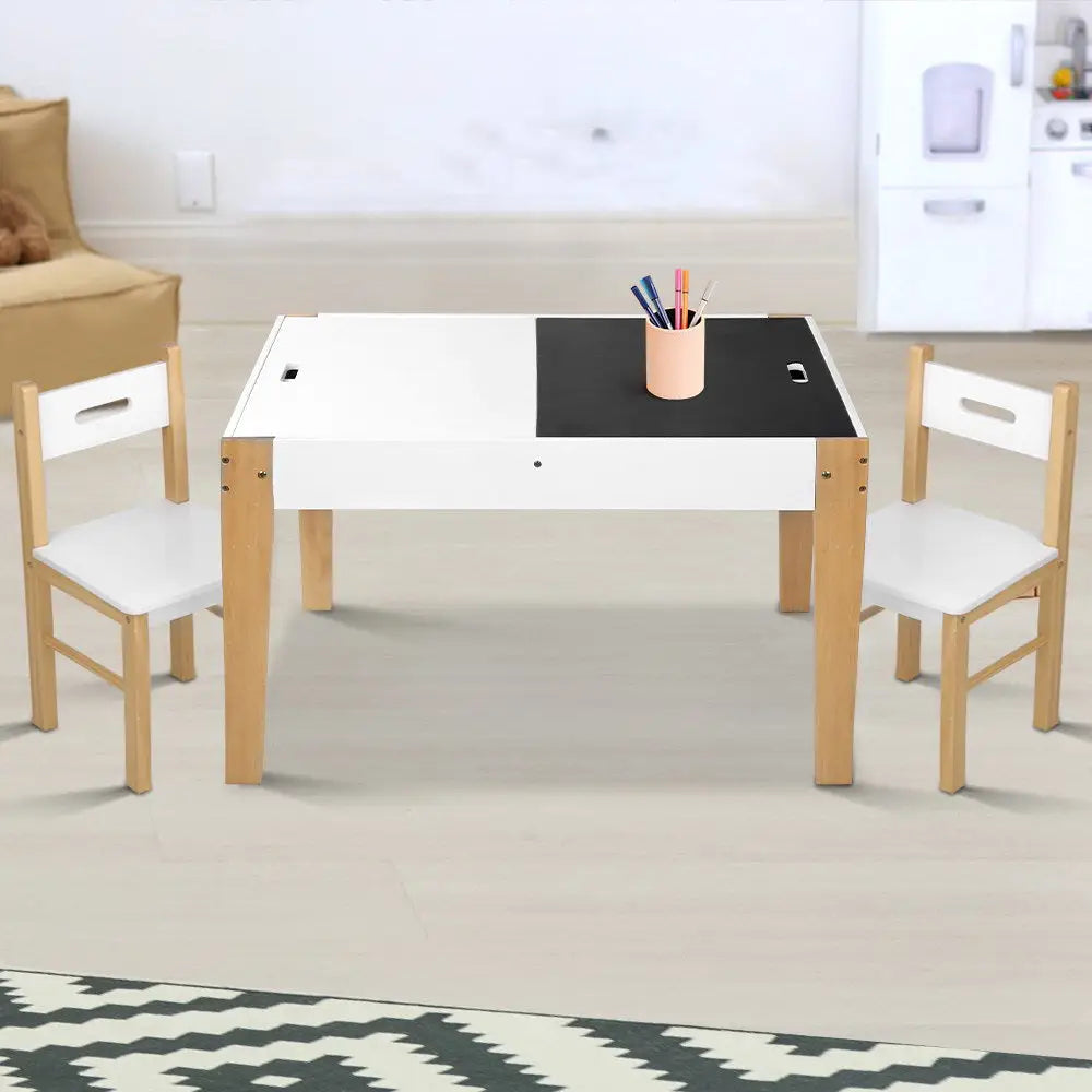 Keezi Kids Table Chair Set Children Storage Study Desk Toy Play Game Chalkboard - Baby & Kids > Kid’s Furniture